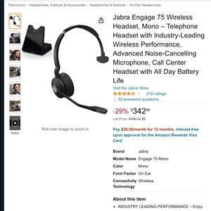 Jabra Engage 75 Wireless Headset